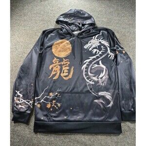 Lunafide Hoodie Size XL Dragon Moon Drawstring Chinese Black